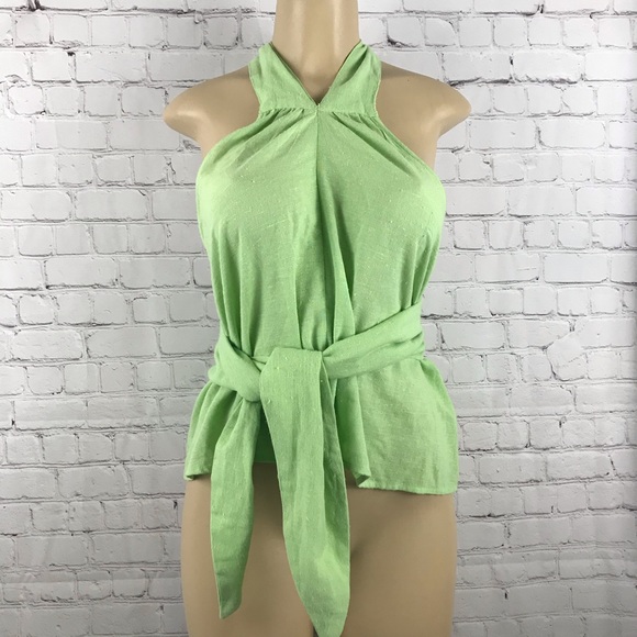 Free People Tops - Free People Green Halter Tie Front Top XS